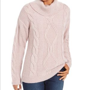 Charter Club Cowl-Neck Cable-Knit Glitter Sweater